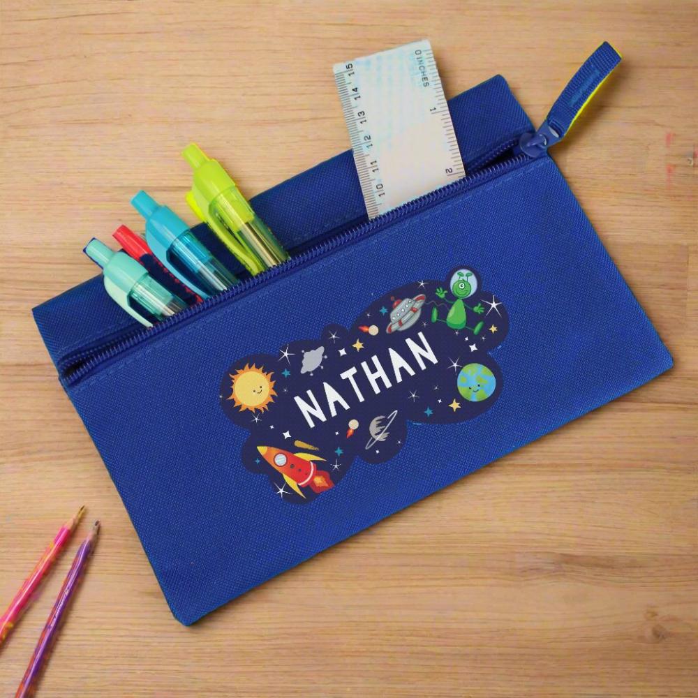 Eleanoras Personalised Space Blue Pencil Case Pencil Cases