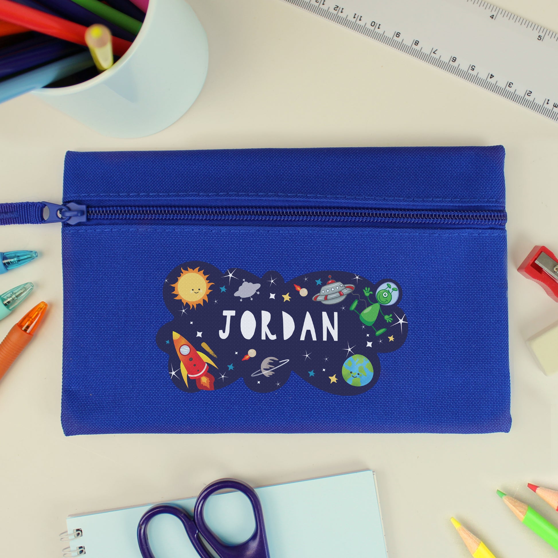 Eleanoras SPACE PERSONALISED BLUE PENCIL CASE 