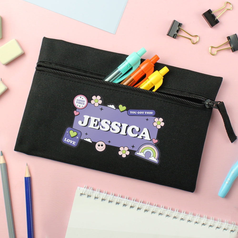 Eleanoras Personalised Good Vibes Pencil Case Pencil Cases
