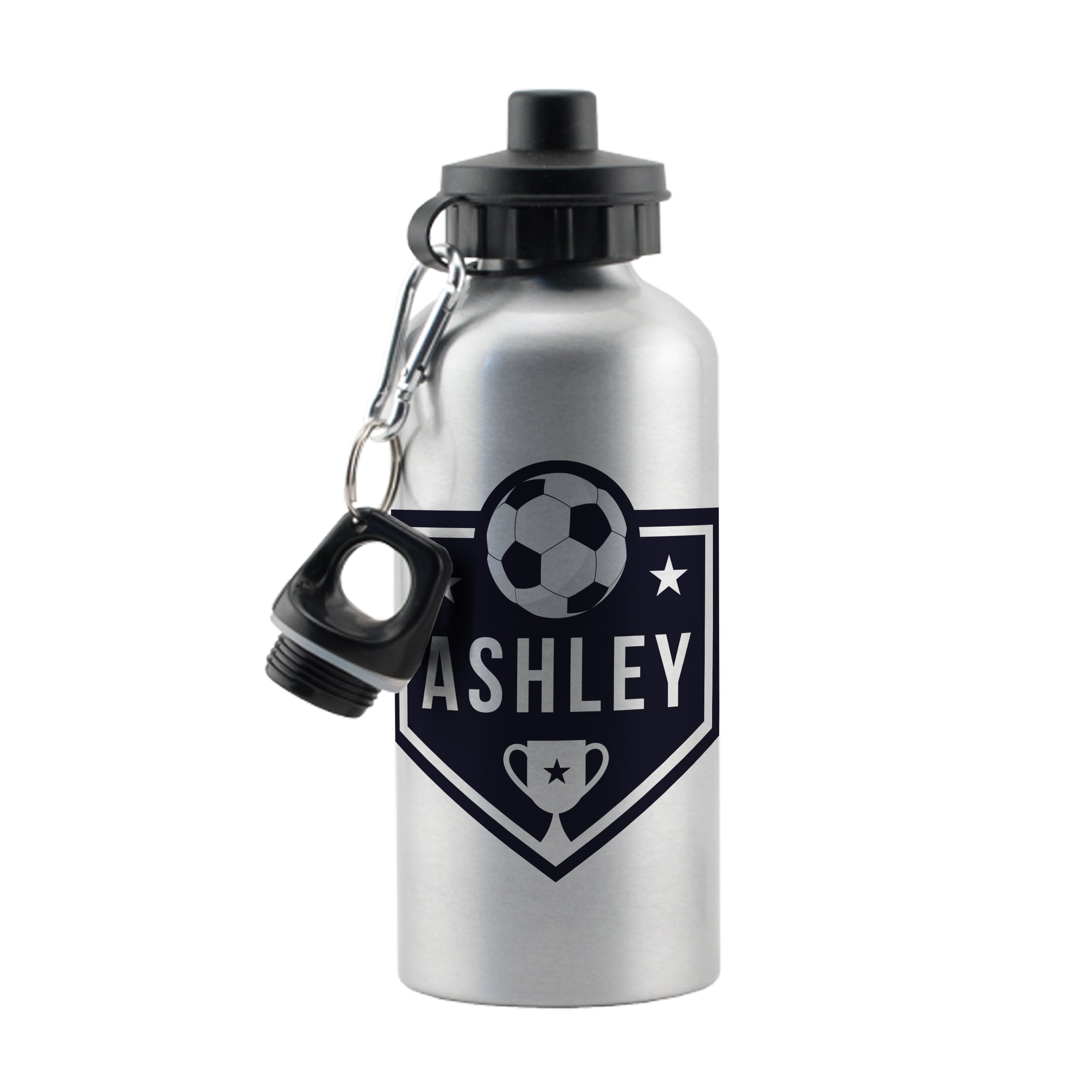 Eleanoras Personalised Football Silver Drinks Bottle Bottles & Flasks