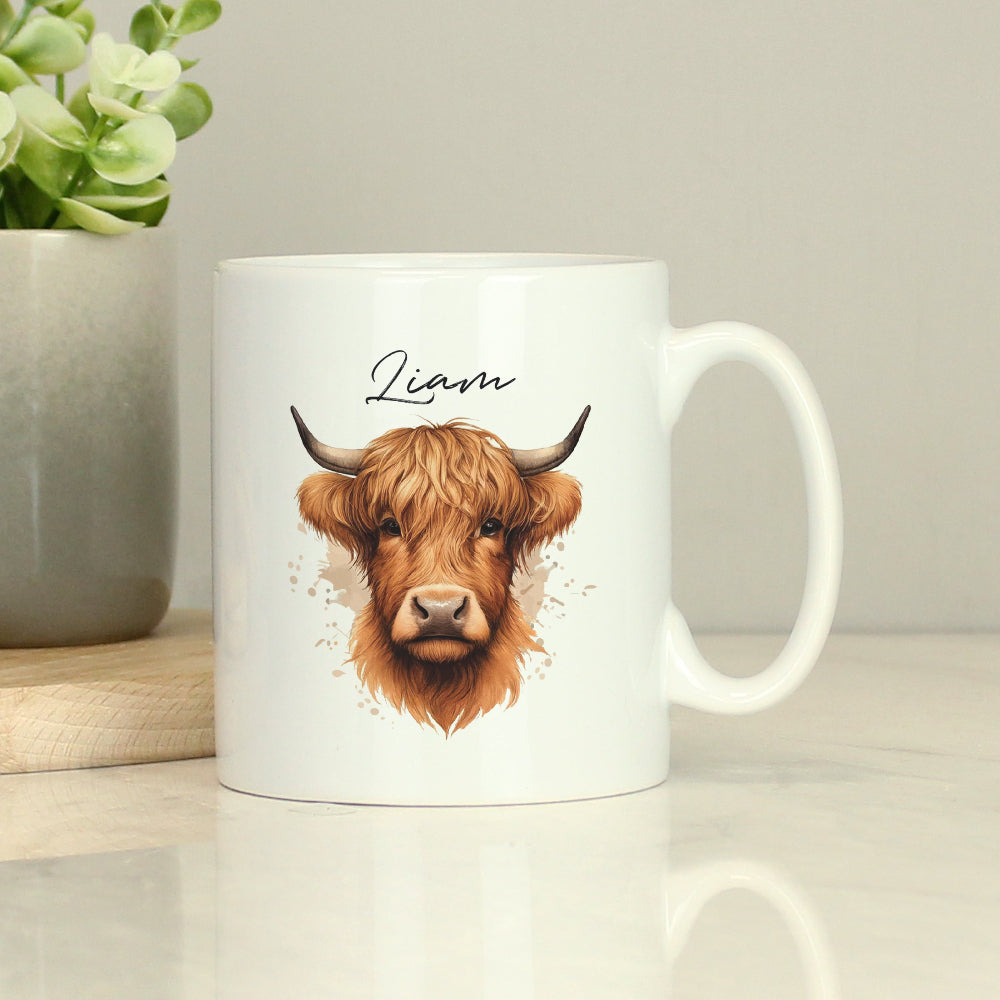 Eleanoras Personalised Highland Cow Male Mug Mugs