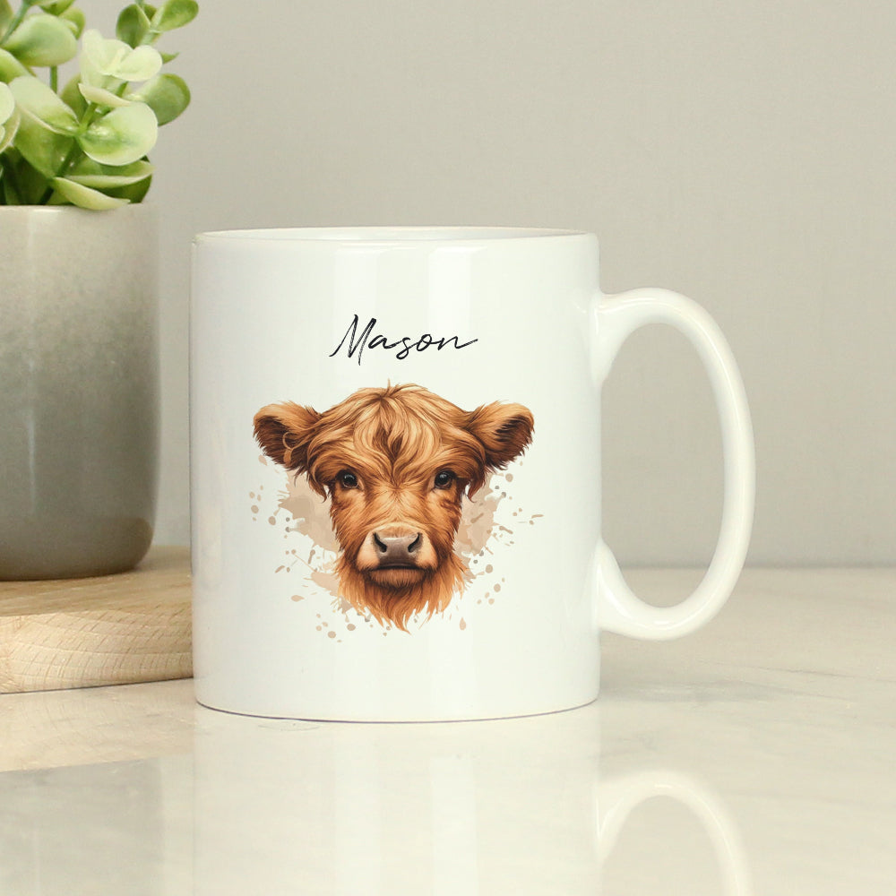 Eleanoras Personalised Highland Cow Boy Mug Mugs