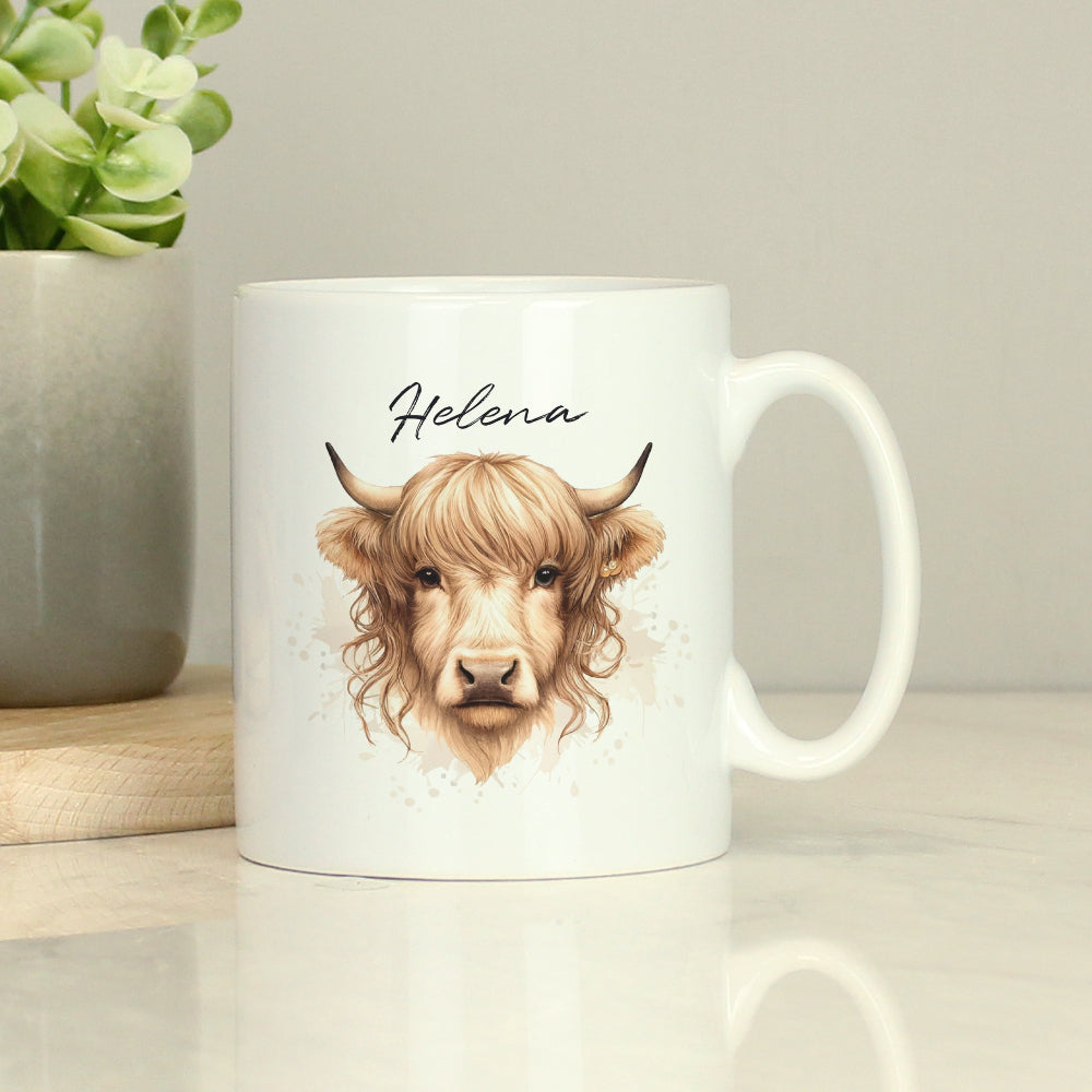 Eleanoras Highland Cow Female Personalised Mug Mugs