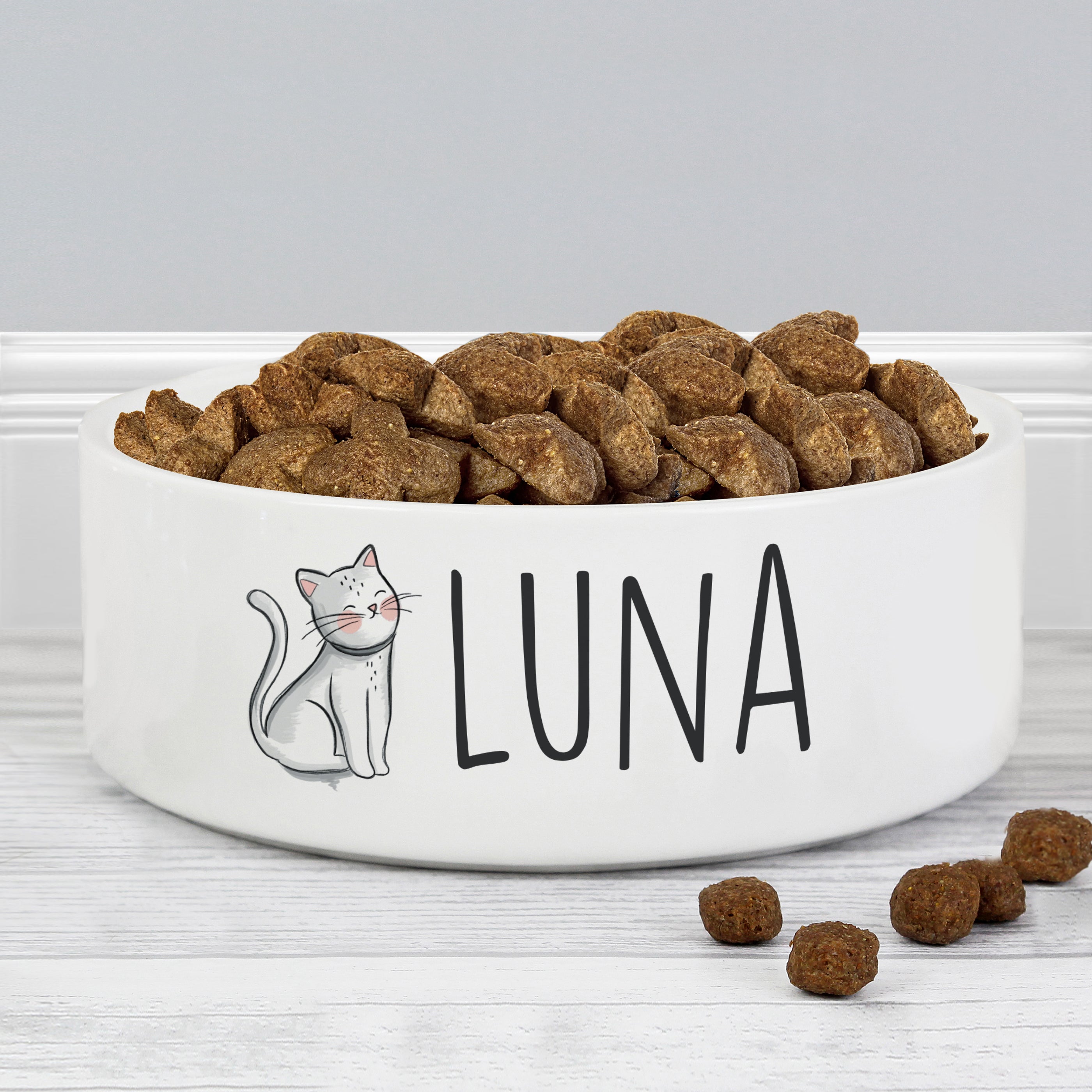 Eleanoras Personalised Scribble Cat 15cm Medium Pet Bowl Pet Bowls