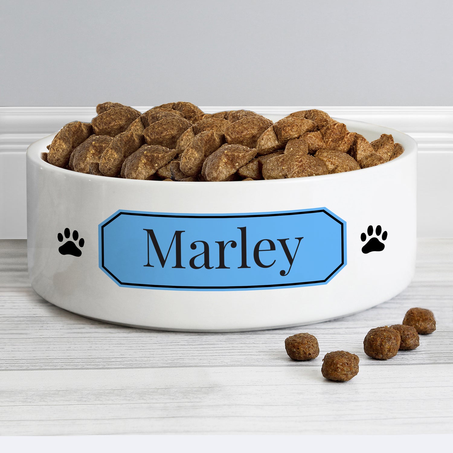 Eleanoras BLUE PLAQUE PERSONALISED MEDIUM PET BOWL PET BOWLS