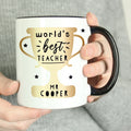 Eleanoras Personalised World's Best Teacher Trophy Black Handled Mug Mugs
