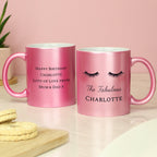 Eleanoras Personalised Pink Glitter Eyelashes Mug Mugs