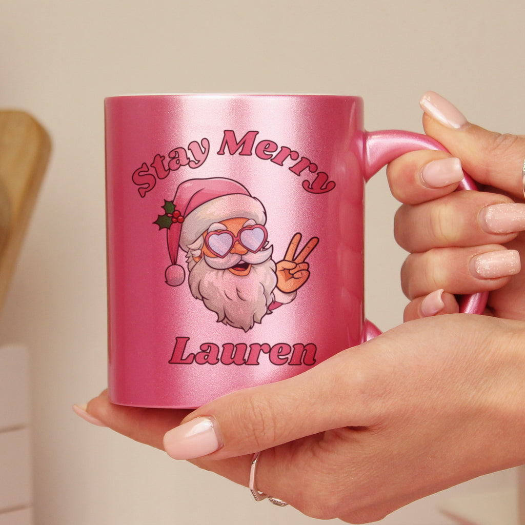 Stay Merry Personalised Pink Mug