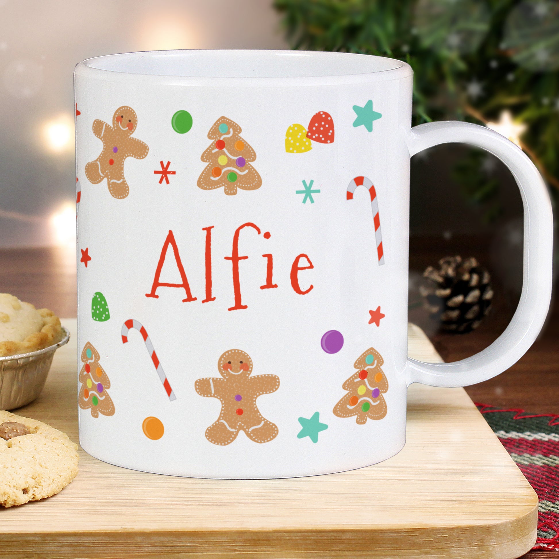 Eleanoras GINGERBREAD PERSONALISED PLASTIC MUG Mugs