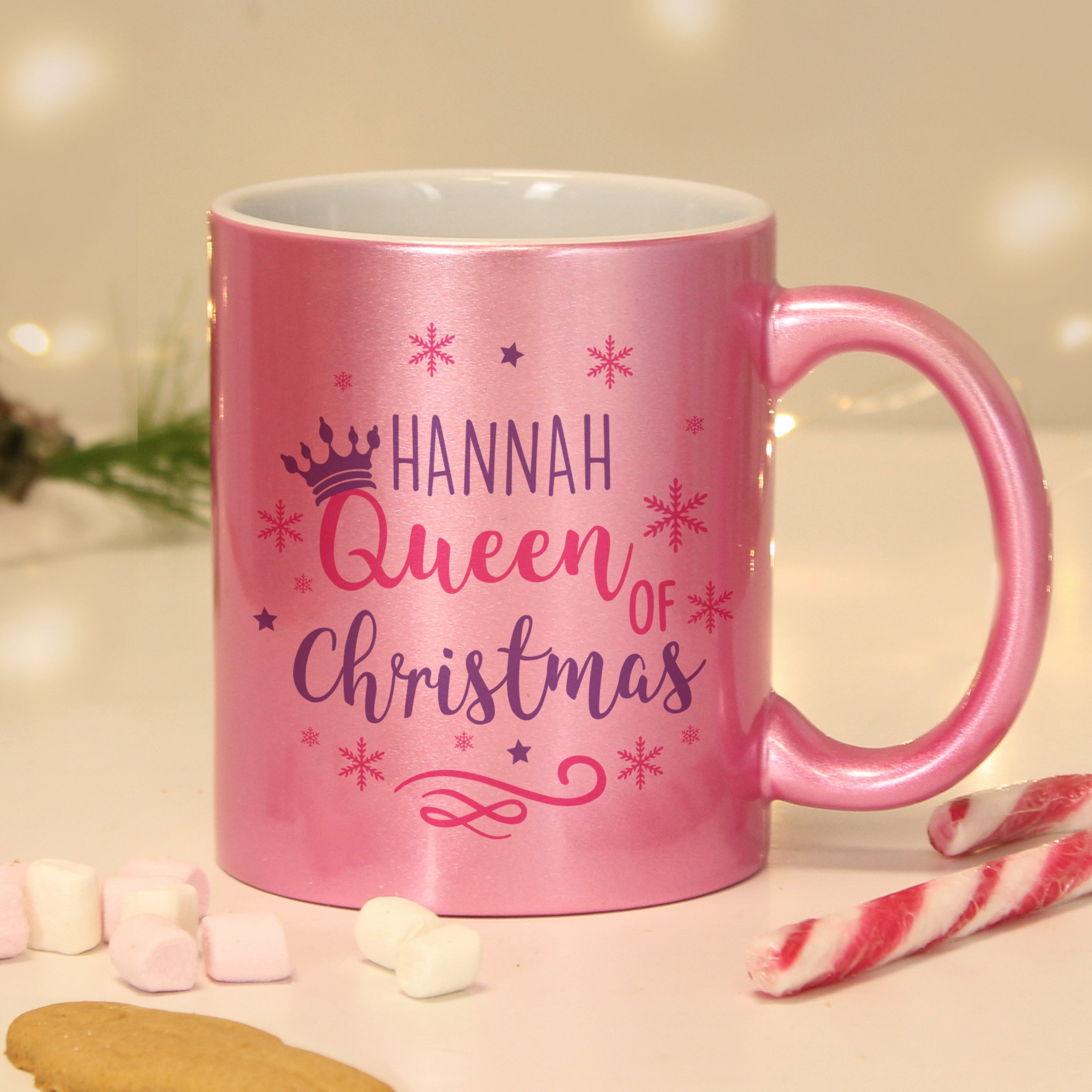 Eleanoras Personalised Queen Of Christmas Pink Mug Mugs