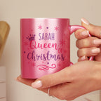 Eleanoras Personalised Queen Of Christmas Pink Mug Mugs