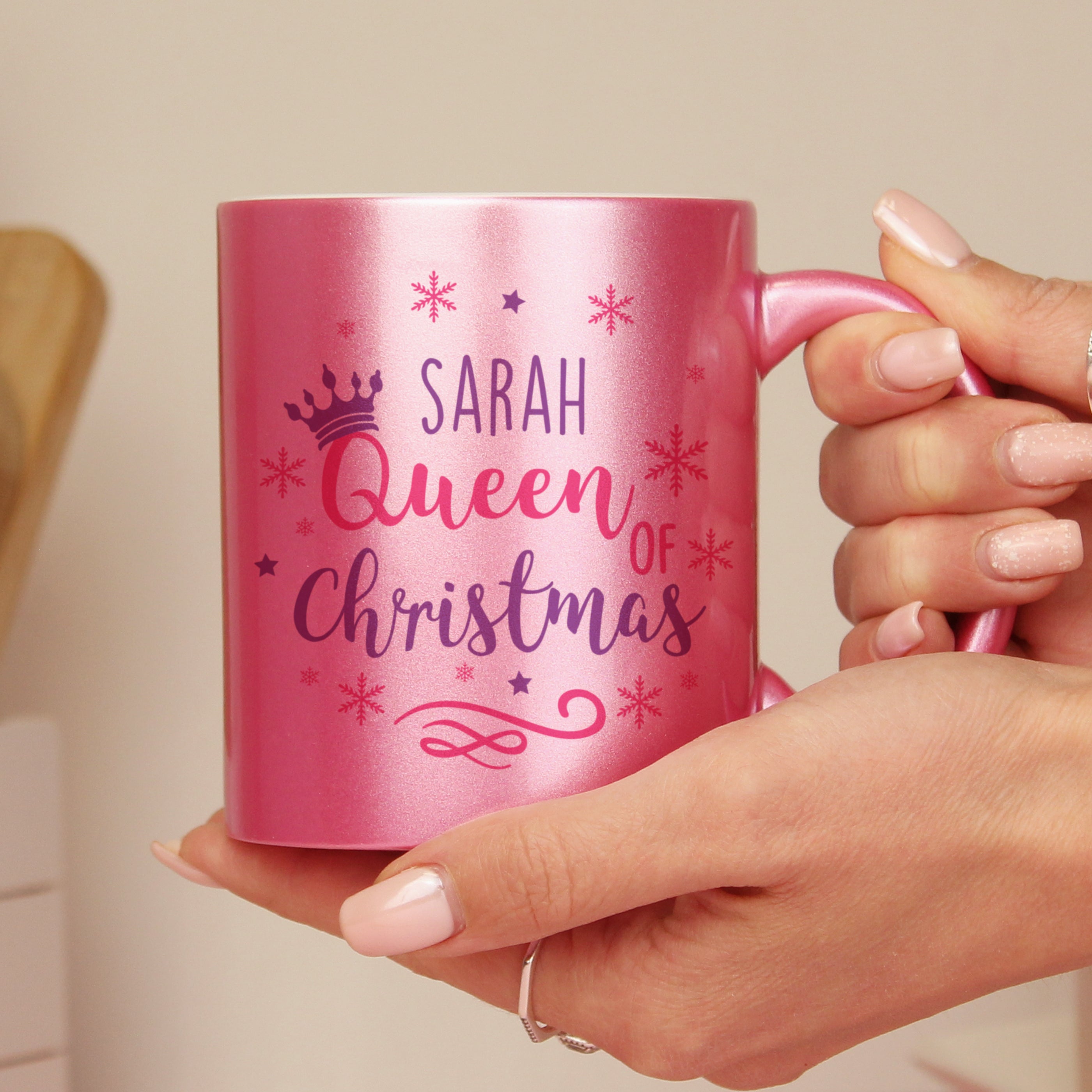 Eleanoras Personalised Queen Of Christmas Pink Mug Mugs