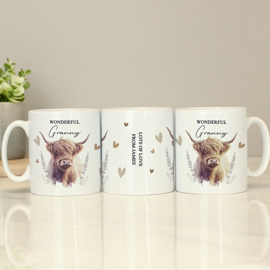 Eleanoras Personalised Highland Cow Mug Mugs