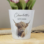 Eleanoras Personalised Highland Cow Plant Pot Plant Pots