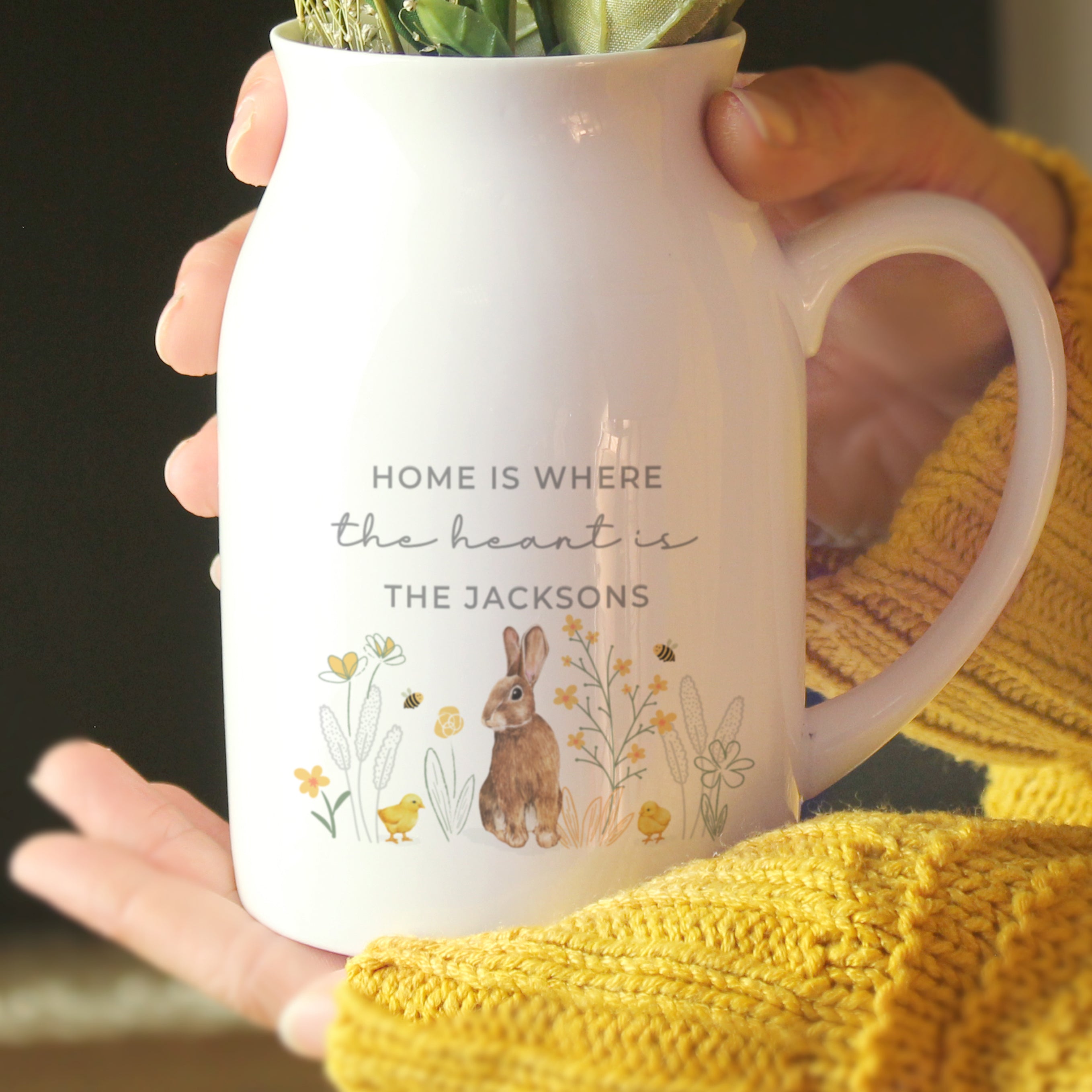 Eleanoras Personalised Spring Bunny Jug Vase 