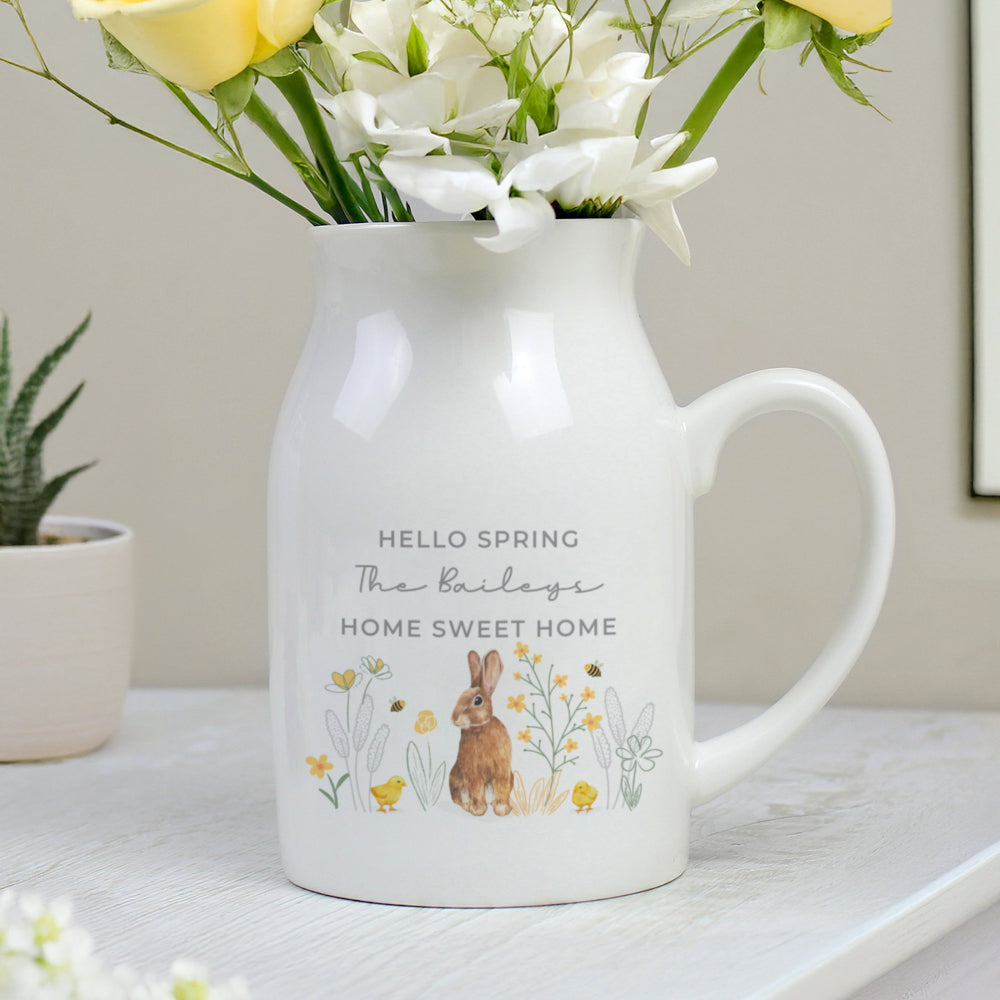 Eleanoras Personalised Spring Bunny Jug Vase 