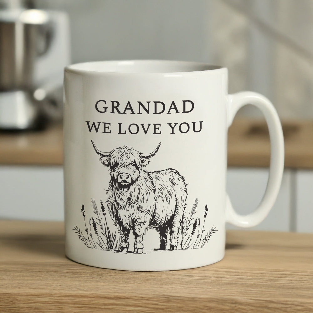 Eleanoras Personalised Black Highland Cow Mug Mugs