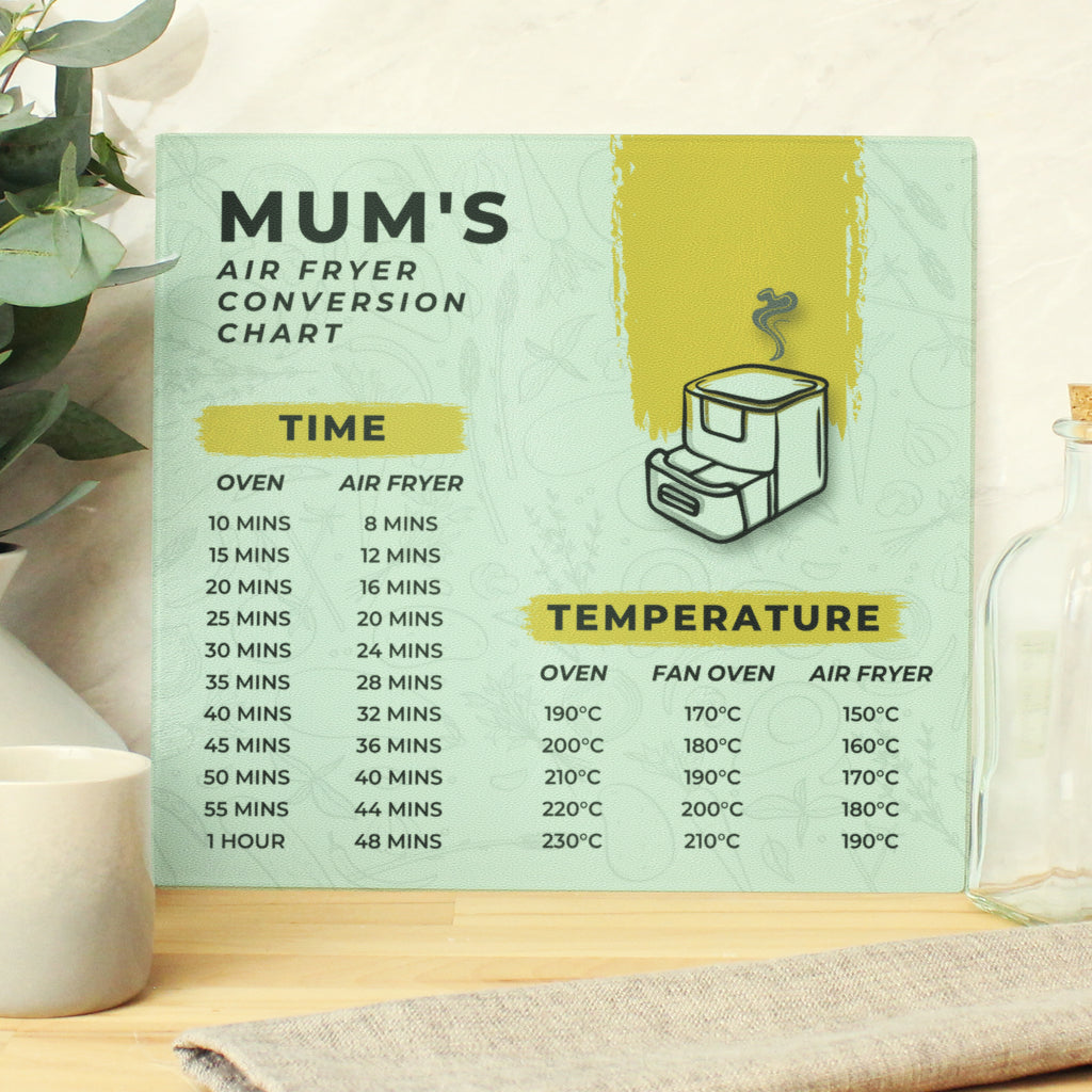 Eleanoras Personalised Air Fryer Chart Glass Chopping Board Chopping Boards