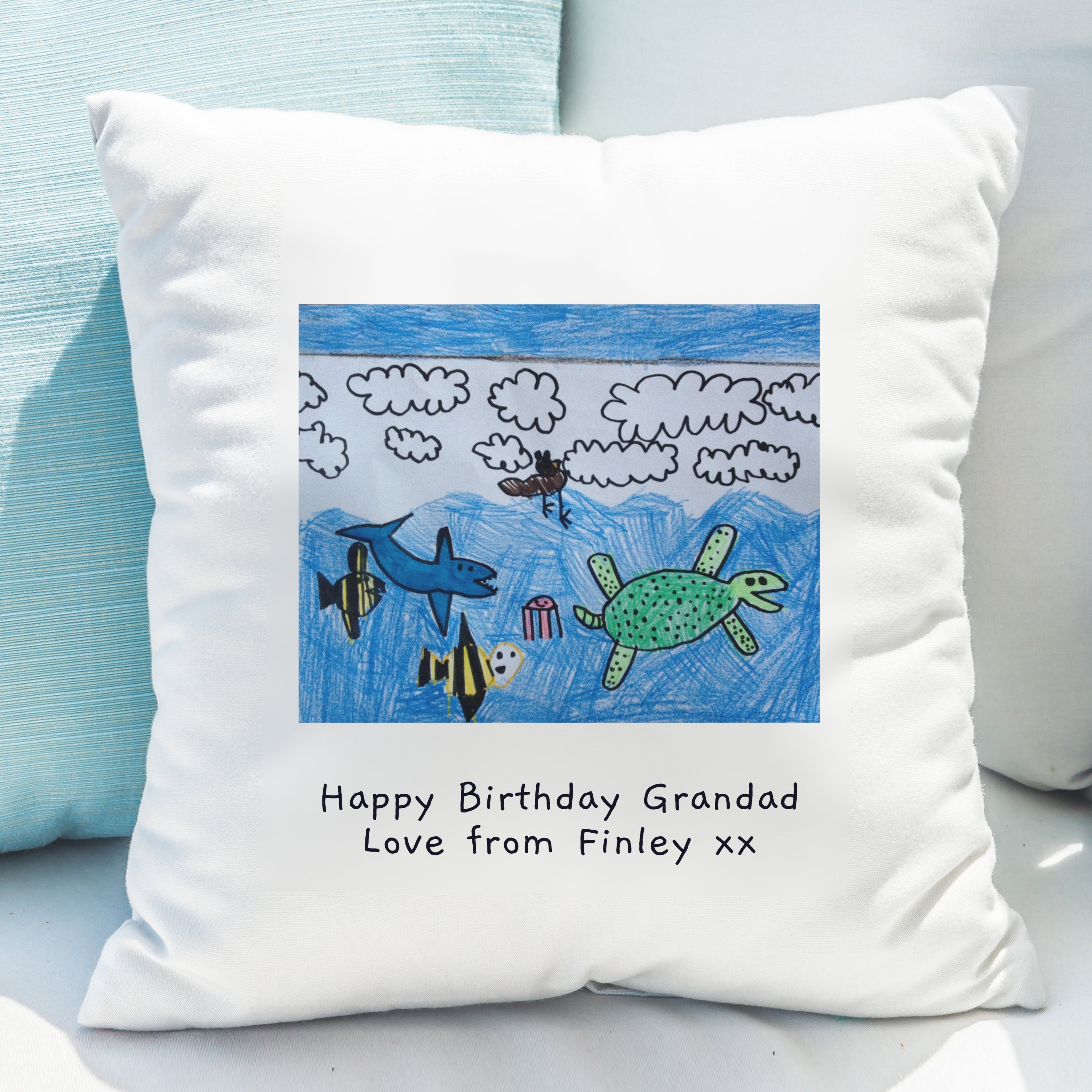 Eleanoras Childs Drawing Photo Upload Cushion Cushions & Covers