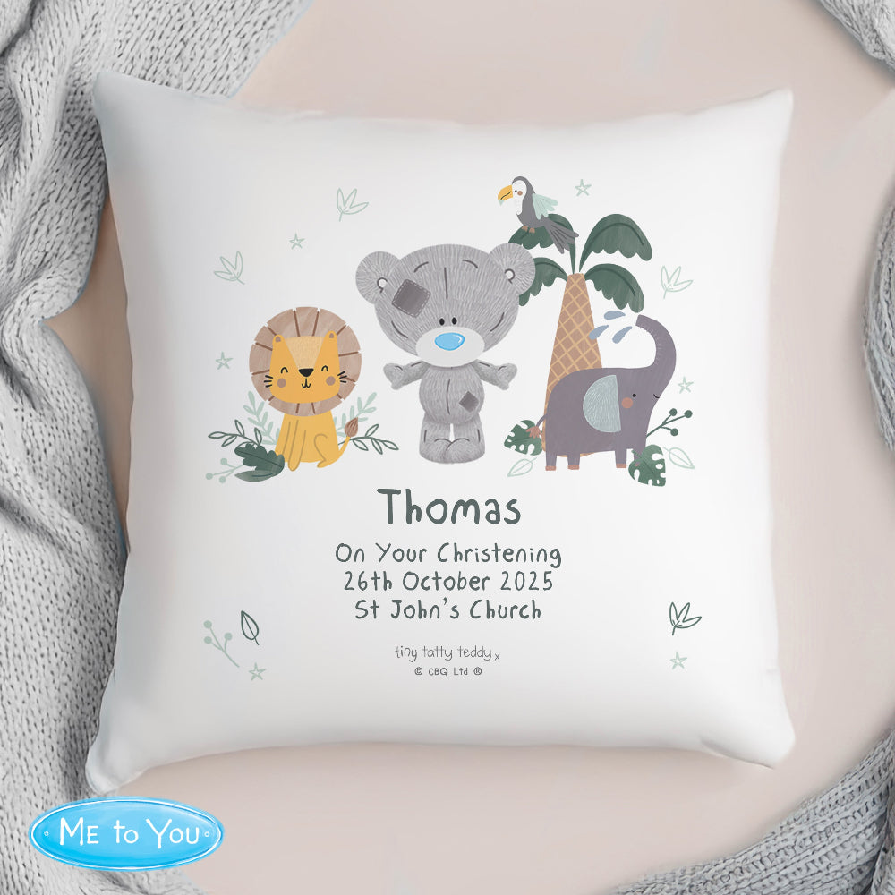 Eleanoras Personalised Tiny Tatty Teddy Jungle Animals Christening Cushion Cushions & Covers