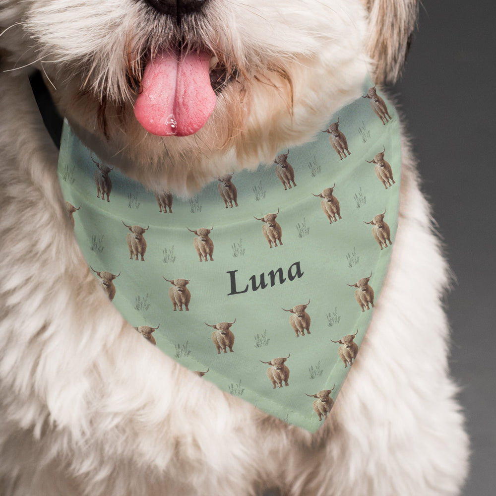 Eleanoras Personalised Highland Cow Dog Bandana Pet Accessories