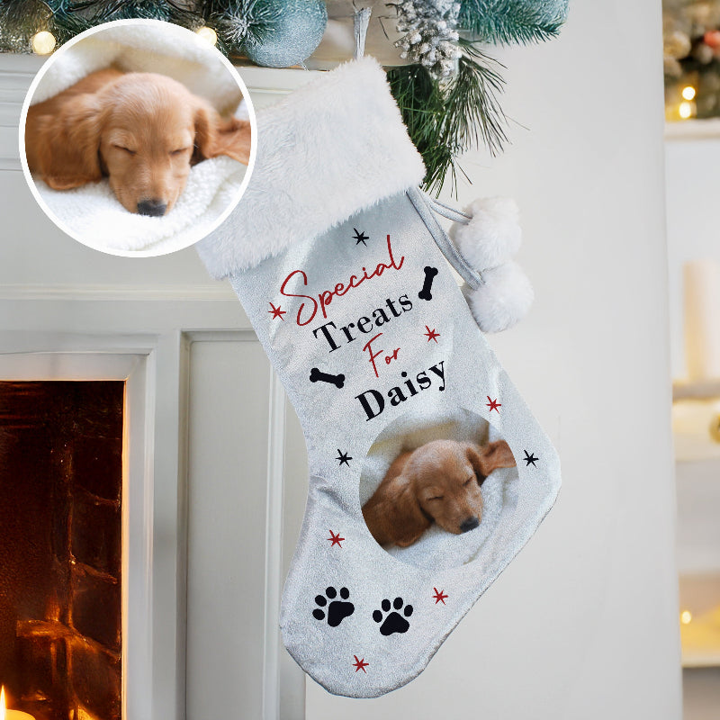 Personalised Photo Upload Dog Christmas Stocking
