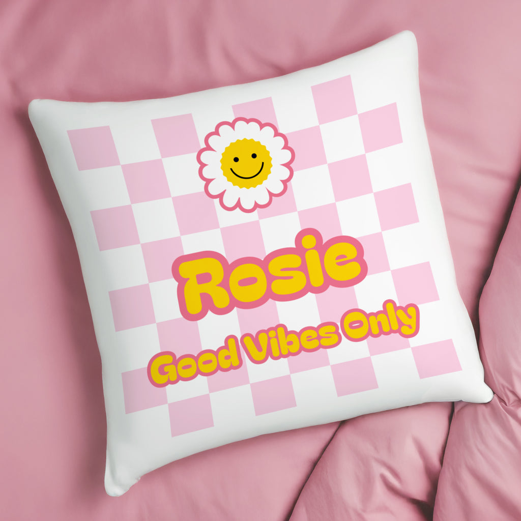Personalised Daisy Checked Cushion