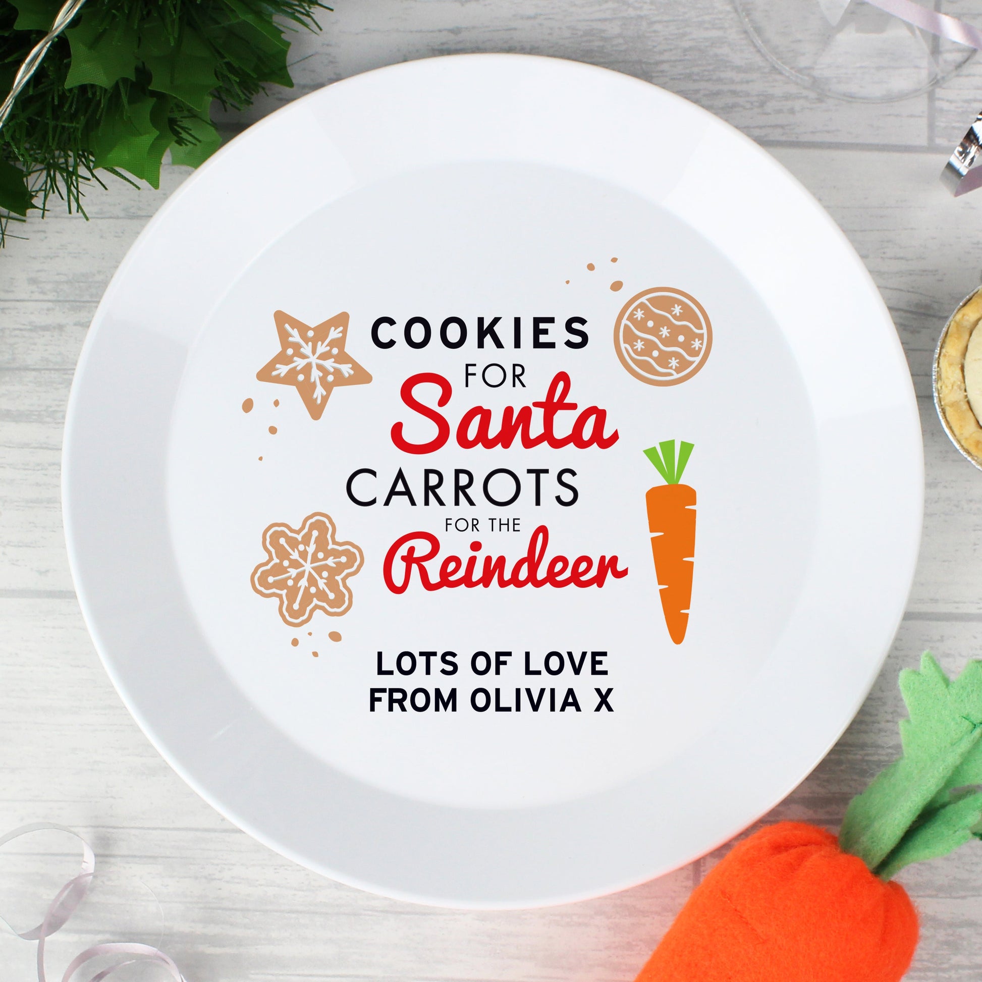 Personalised Cookies for Santa Christmas Eve Plastic Plate