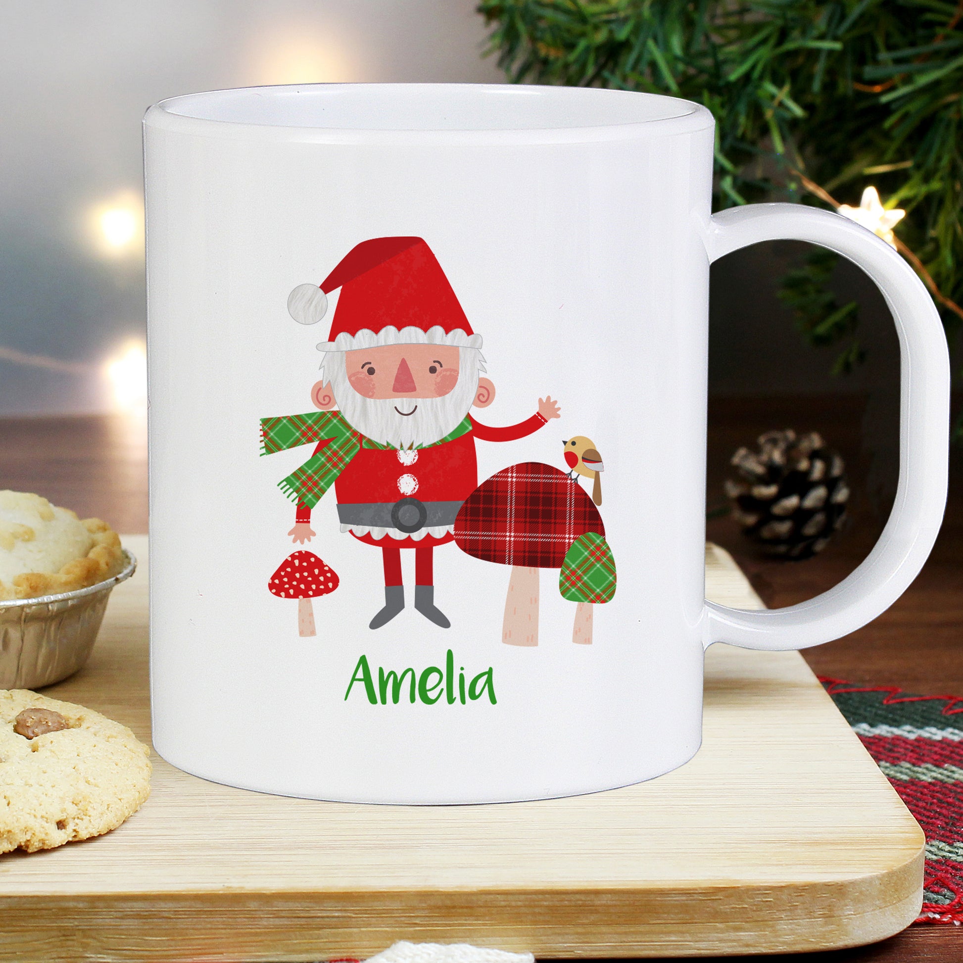 Eleanoras TOADSTOOL SANTA PERSONALISED PLASTIC MUG Mugs