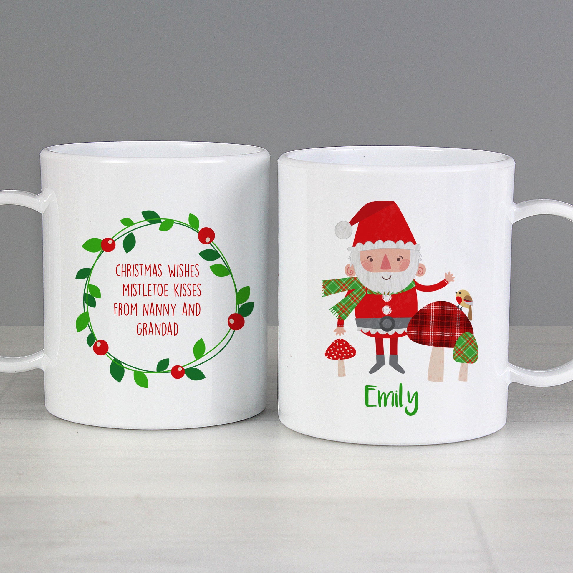 Eleanoras TOADSTOOL SANTA PERSONALISED PLASTIC MUG Mugs