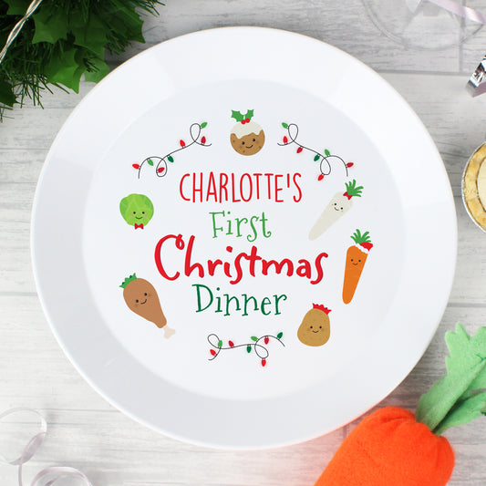 Personalised 'First Christmas Dinner' Plastic Plate Kids Tableware from Eleanoras