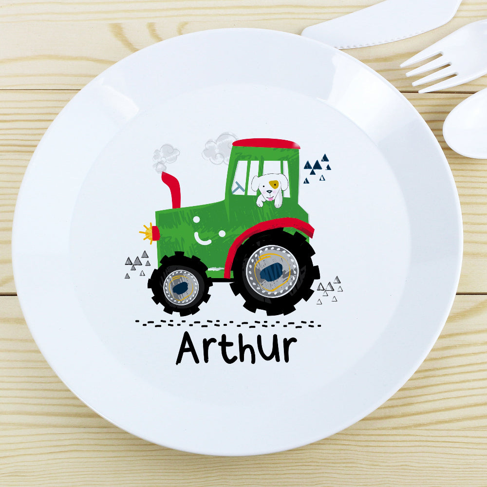 Eleanoras Personalised Tractor Plastic Plate Bowls & Plates