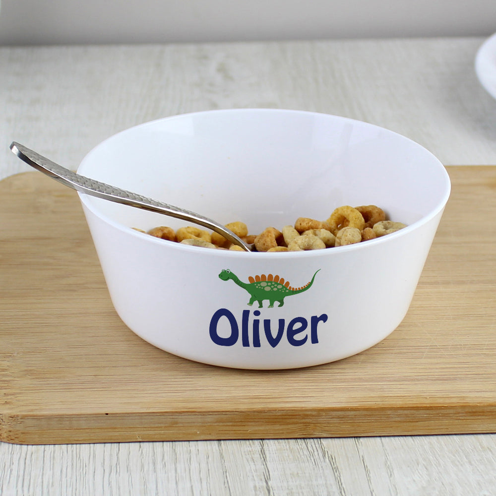 Eleanoras Personalised Dinosaur Plastic Bowl Dinnerware