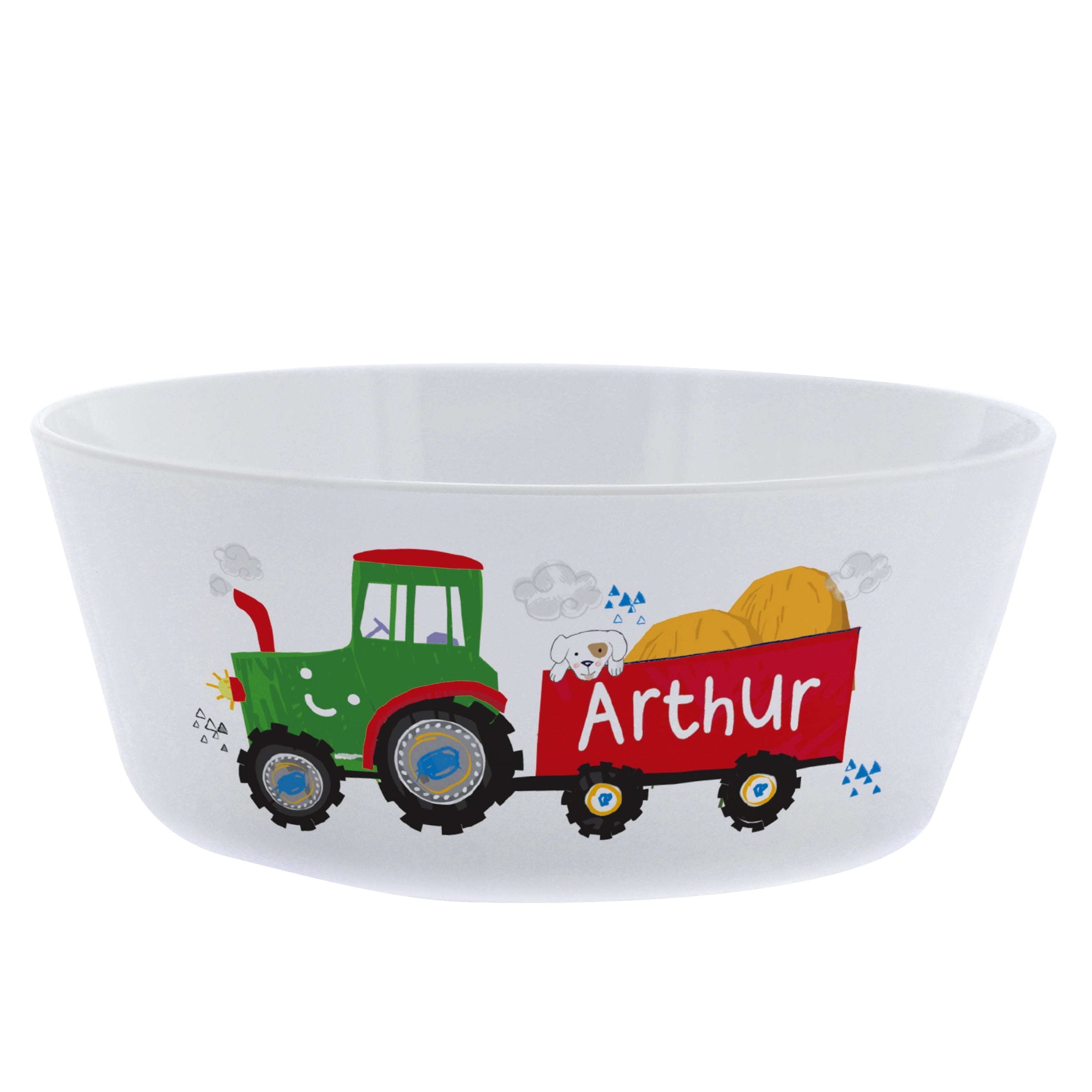 Eleanoras Tractor Personalised Plastic Bowl 