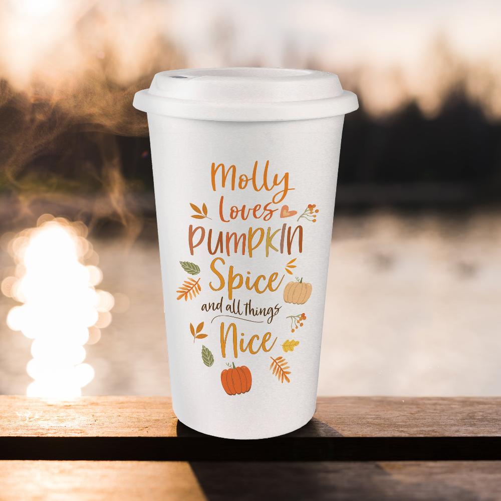 Eleanoras Pumpkin Spice Personalised Travel Mug Drinkware
