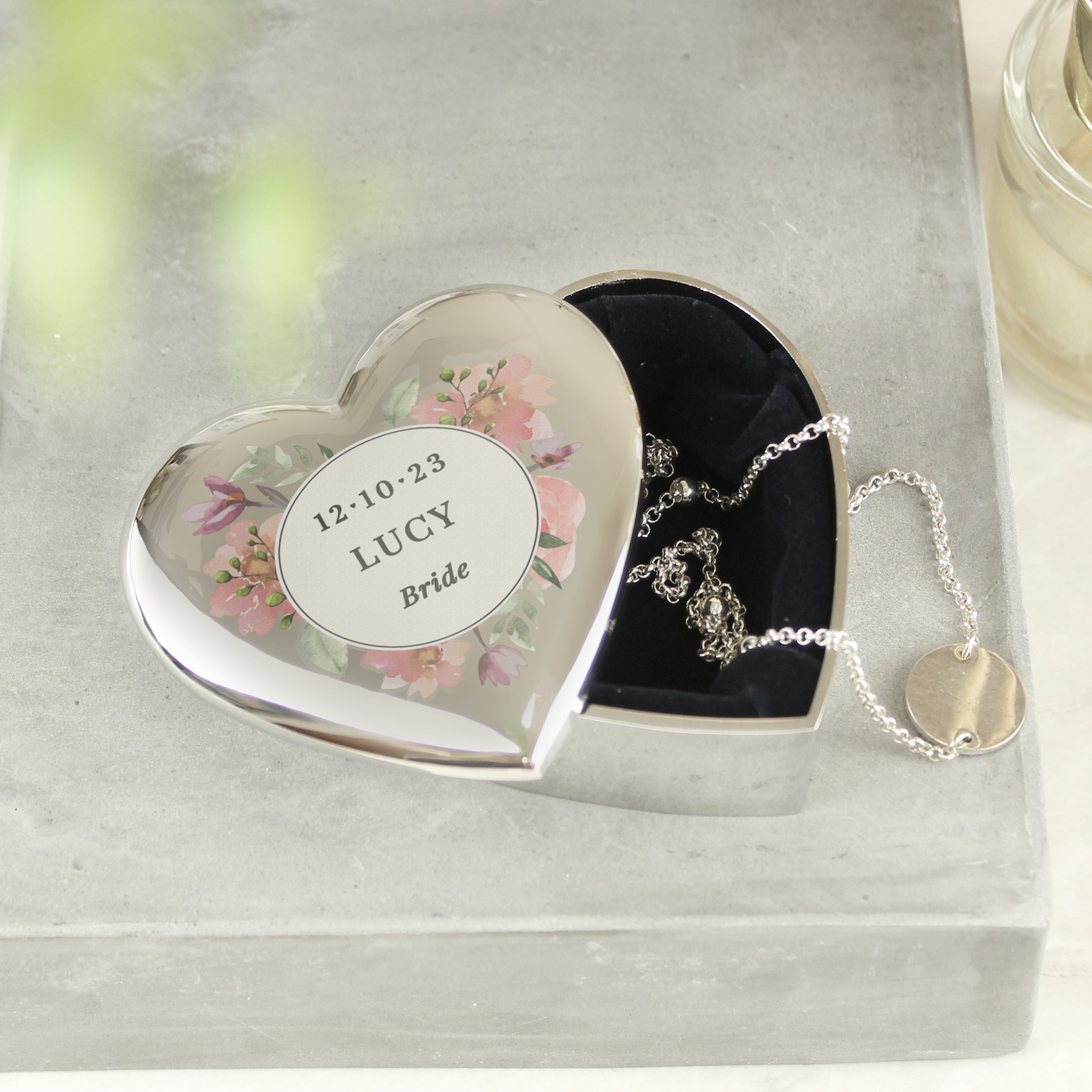 Eleanoras Personalised Wedding Party Floral Trinket Box Jewellery Storage