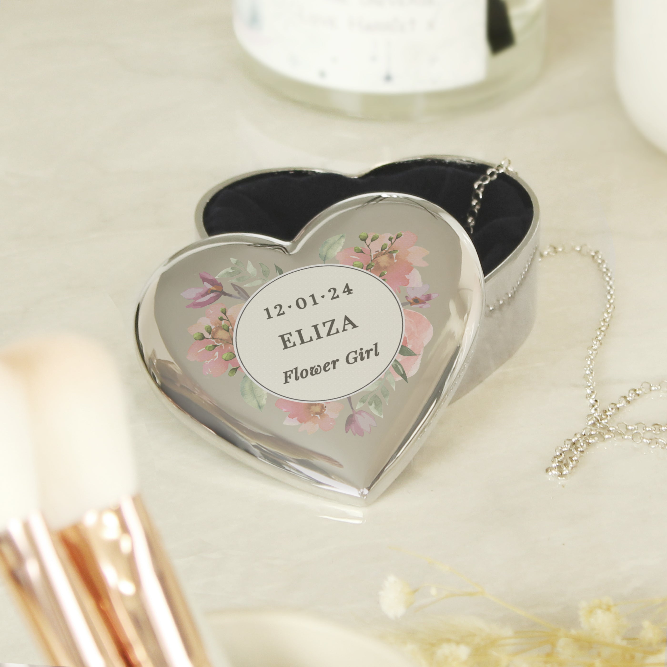 Eleanoras Personalised Wedding Party Floral Trinket Box Jewellery Storage