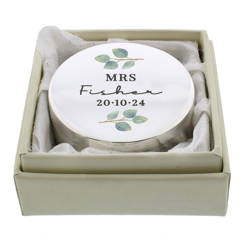 Eleanoras Personalised Botanical Ring Box Jewellery Storage