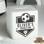 Eleanoras Personalised Football Badge Ceramic Square Money Box Money Boxes
