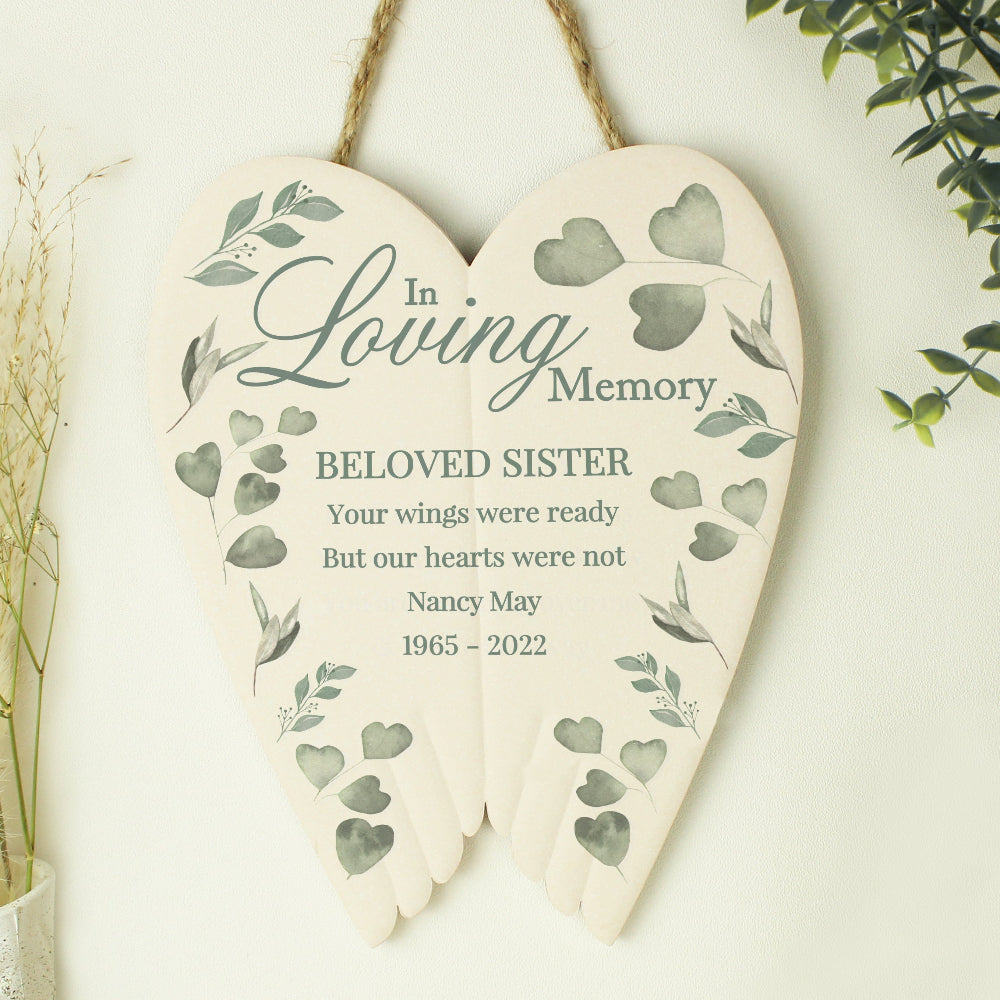 Eleanoras Personalised Botanical In Loving Memory Ceramic Wings 