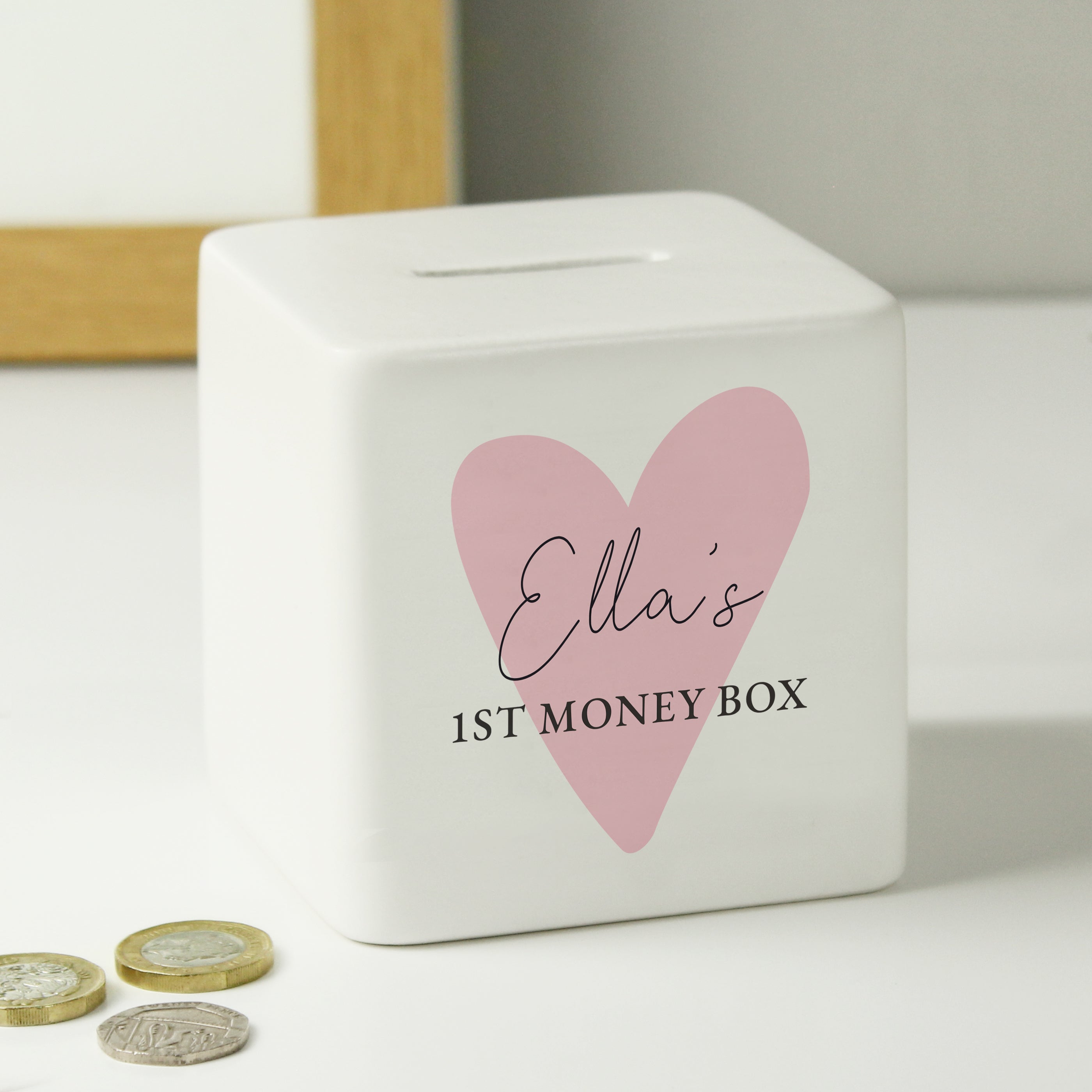 Eleanoras Personalised Pink Heart Money Box Money Boxes