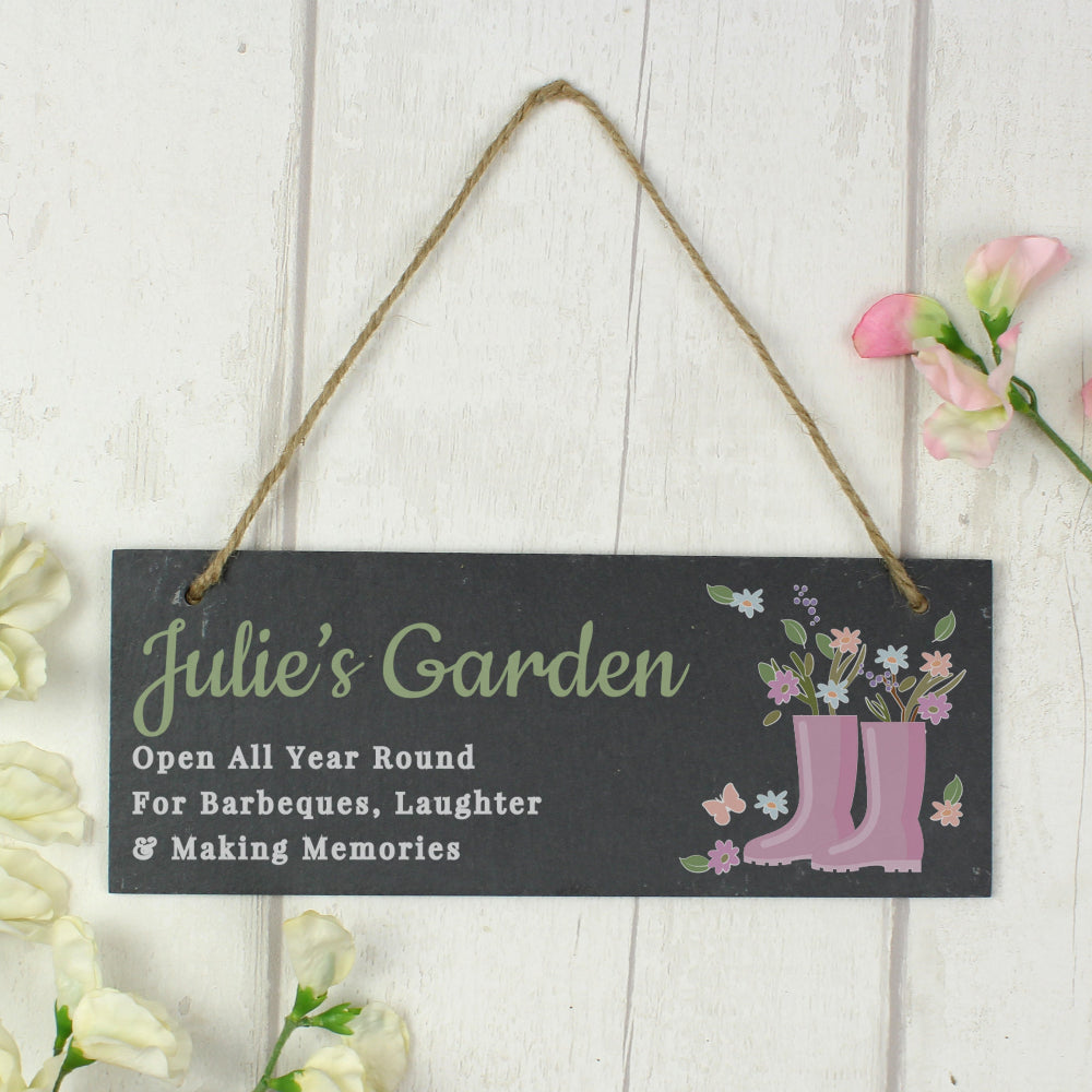 Eleanoras Personalised Floral Garden Slate Sign Signs & Plaques