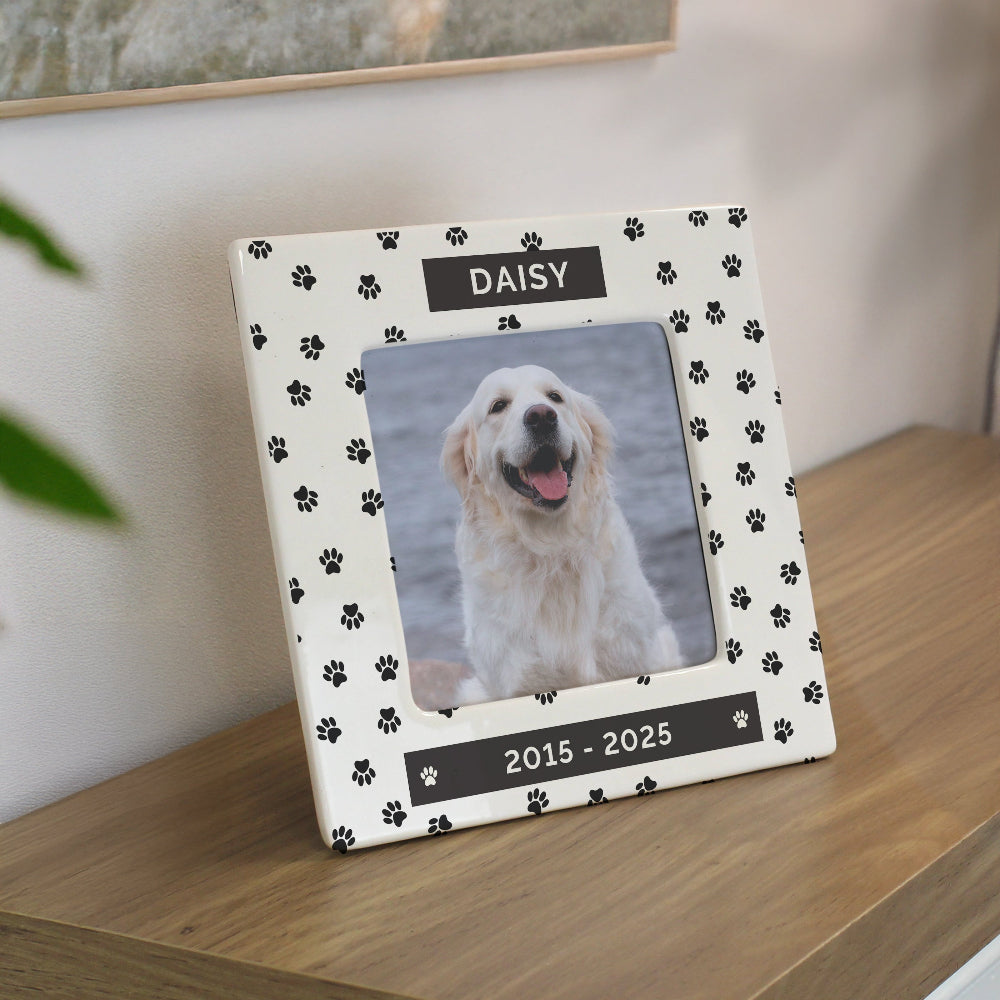 Personalised Pet Paw Print Ceramic  Frame