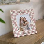 Personalised Pink Checkerboard Ceramic  Frame