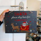 Personalised Santa Stop Here Slate Sign