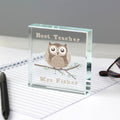 Eleanoras Personalised Best Teacher Woodland Owl Crystal Token 