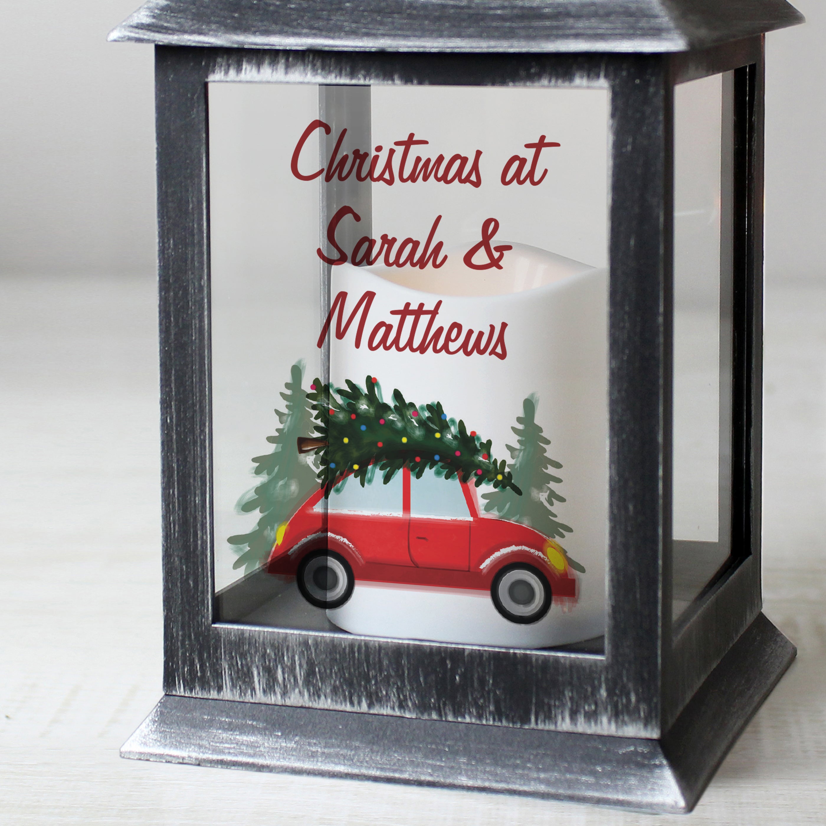 Eleanoras DRIVING HOME FOR CHRISTMAS PERSONALISED RUSTIC BLACK LANTERN Lanterns
