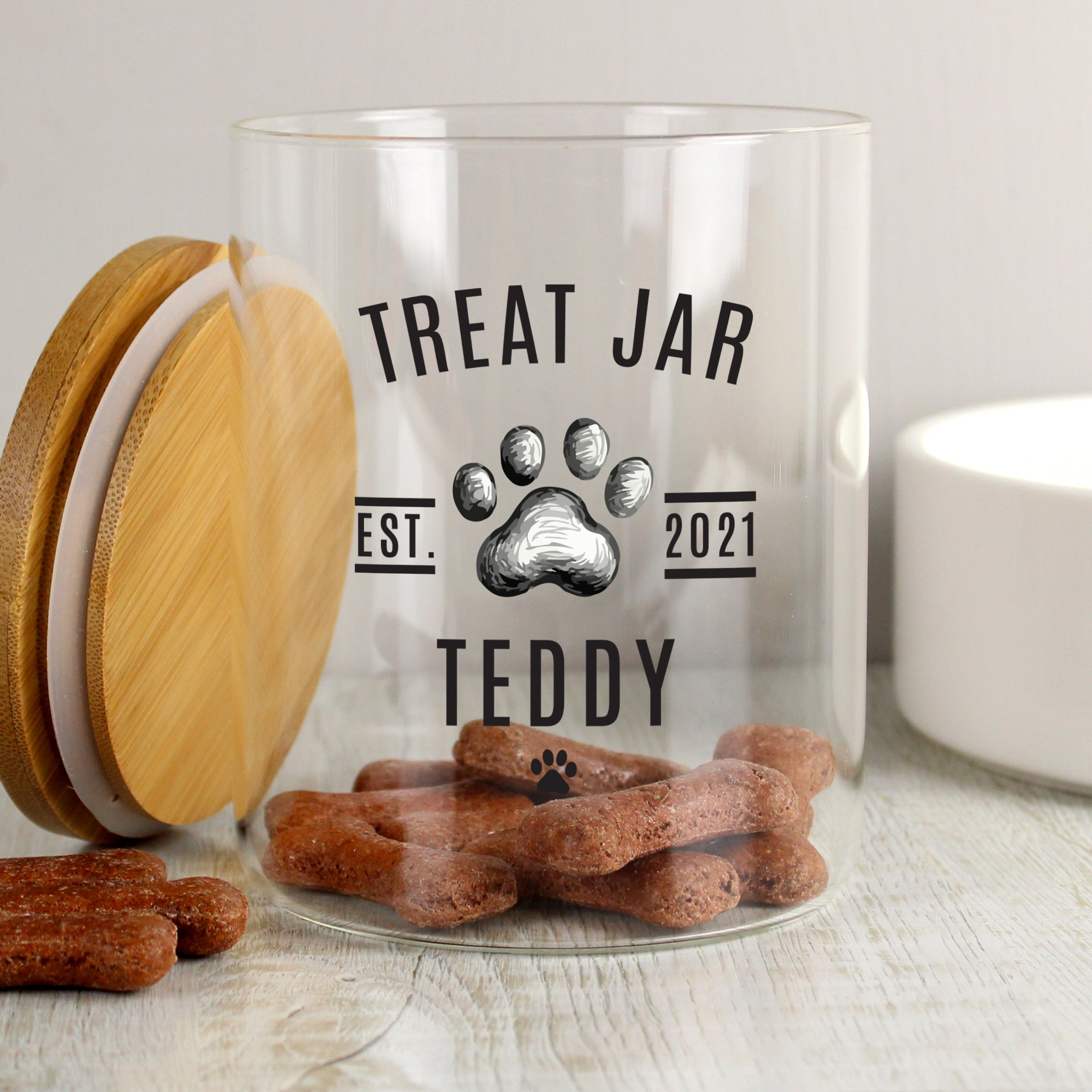 Eleanoras Pet Treats Jar With Bamboo Lid 