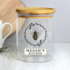 Eleanoras Bee Glass Jar With Bamboo Lid 