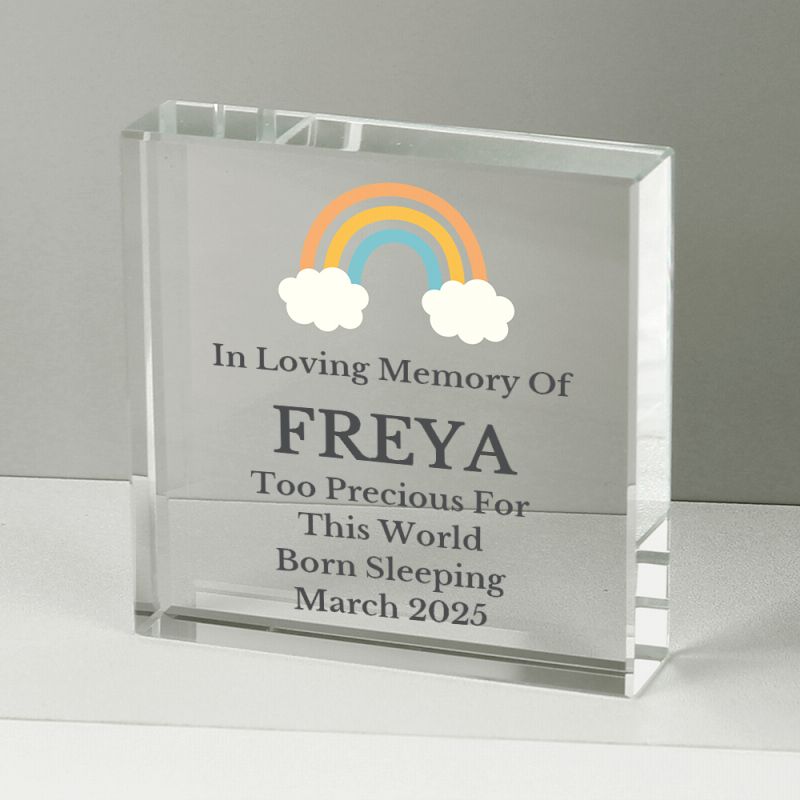Eleanoras Personalised Rainbow Memorial Crystal Token Keepsakes